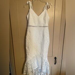 Velvi Tahlia Midi White Lace Dress Size 8